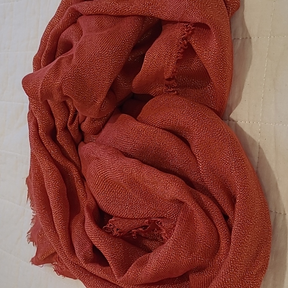 Holiday scarf red with gold thread, pashmina style